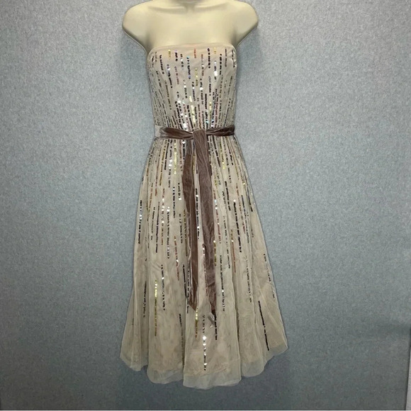 BCBGMaxAzria Tulle Sequin Holiday Party Strapless Dress - Picture 1 of 11